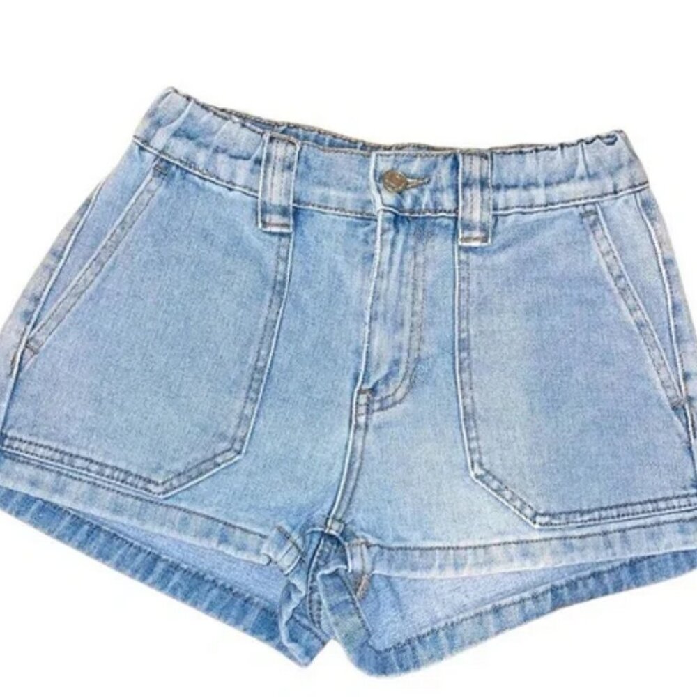 PacSun Stretchy Elastic Waist Light Wash Denim Shorts with Patch Pockets M